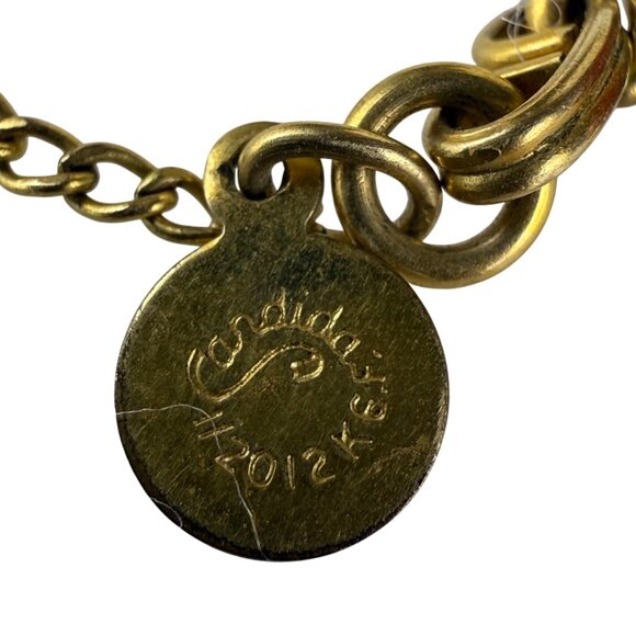 Multi-Stone Gold Tone Scarab Bracelet Chain Link 8" Length 2012 Candies Design - Picture 3 of 4